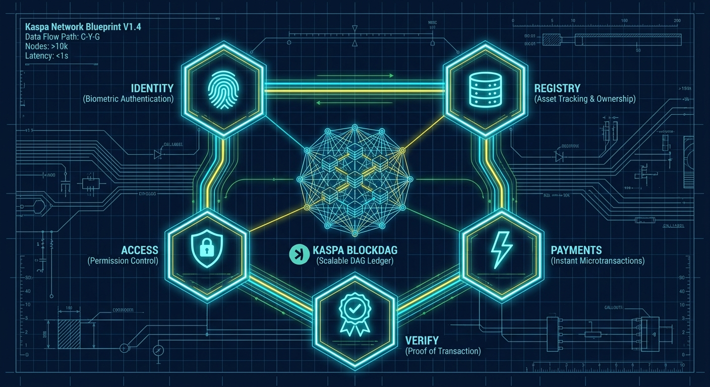 Robot Shares Platform Overview — five modular primitives connected to the Kaspa blockDAG